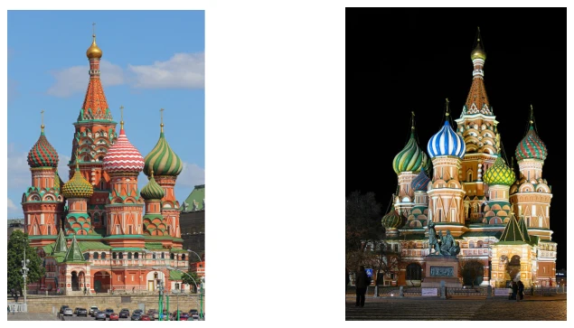 Figure C.1: Two views of Saint Basil’s Cathedral.